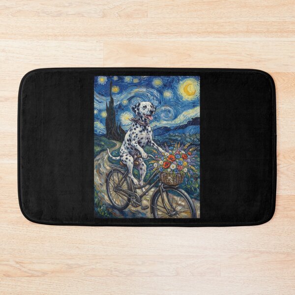 Item preview, Dalmatian Biking Bike Starry Night Van Gogh Art Dog Lover designed and sold by dian-rody-crest.