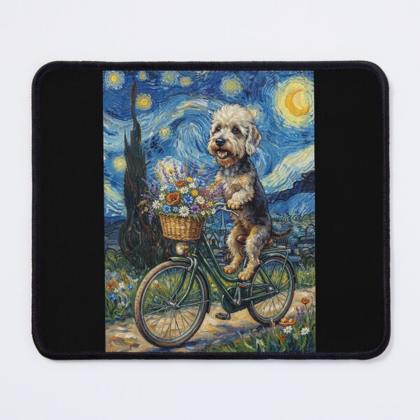 Item preview, Dandie Dinmont Terrier Biking Bike Starry Night Van Gogh Art Dog Lover designed and sold by dian-rody-crest.