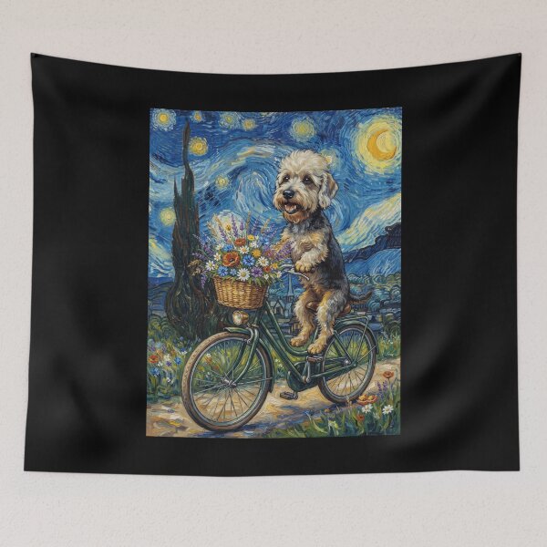 Item preview, Dandie Dinmont Terrier Biking Bike Starry Night Van Gogh Art Dog Lover designed and sold by dian-rody-crest.
