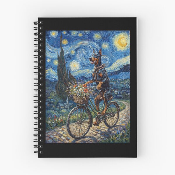 Item preview, Doberman Pinscher Biking Bike Starry Night Van Gogh Art Dog Lover designed and sold by dian-rody-crest.