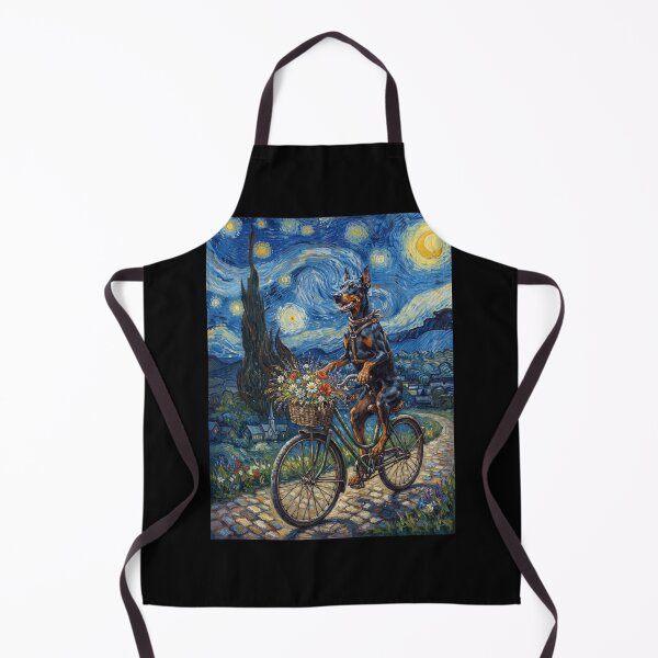 Item preview, Doberman Pinscher Biking Bike Starry Night Van Gogh Art Dog Lover designed and sold by dian-rody-crest.