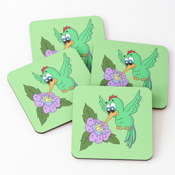Item preview, Cute Kawaii Green Hummingbird with Flower - Adorable Cozy Critter Cartoon designed and sold by CozyCritters8.