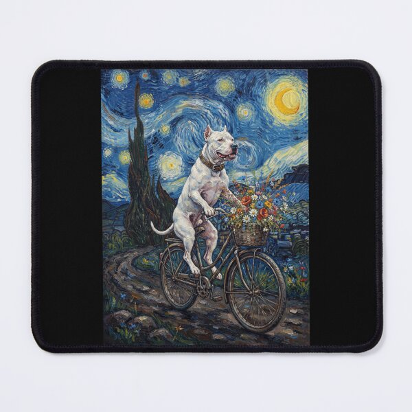 Item preview, Dogo Argentino Biking Bike Starry Night Van Gogh Art Dog Lover designed and sold by dian-rody-crest.