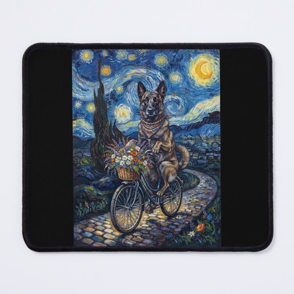 Item preview, Dutch Shepherd Biking Bike Starry Night Van Gogh Art Dog Lover designed and sold by dian-rody-crest.