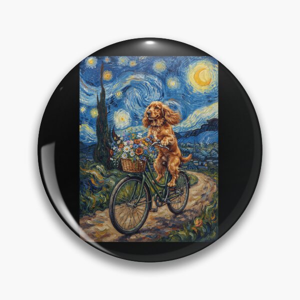 Item preview, English Cocker Spaniel Biking Bike Starry Night Van Gogh Art Dog Lover designed and sold by dian-rody-crest.