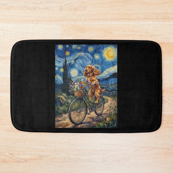 Item preview, English Cocker Spaniel Biking Bike Starry Night Van Gogh Art Dog Lover designed and sold by dian-rody-crest.