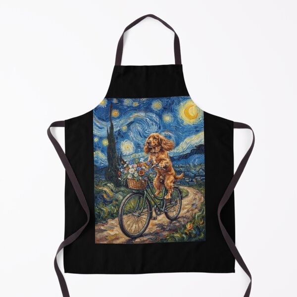 Item preview, English Cocker Spaniel Biking Bike Starry Night Van Gogh Art Dog Lover designed and sold by dian-rody-crest.