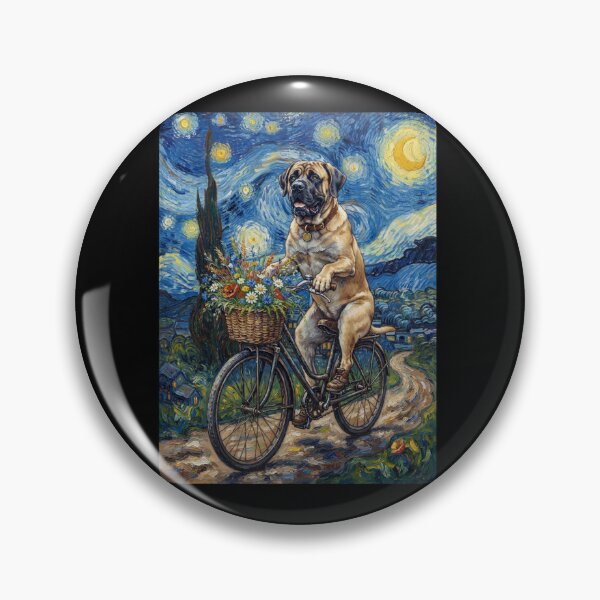 Item preview, English Mastiff Biking Bike Starry Night Van Gogh Art Dog Lover designed and sold by dian-rody-crest.