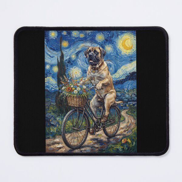 Item preview, English Mastiff Biking Bike Starry Night Van Gogh Art Dog Lover designed and sold by dian-rody-crest.