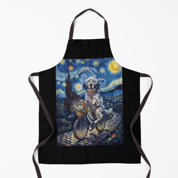 Item preview, English Setter Biking Bike Starry Night Van Gogh Art Dog Lover designed and sold by dian-rody-crest.