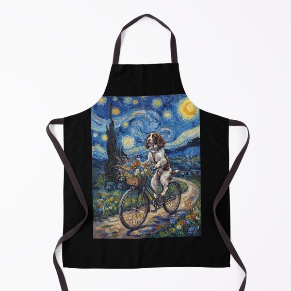 Item preview, English Springer Spaniel Biking Bike Starry Night Van Gogh Art Dog Lover designed and sold by dian-rody-crest.