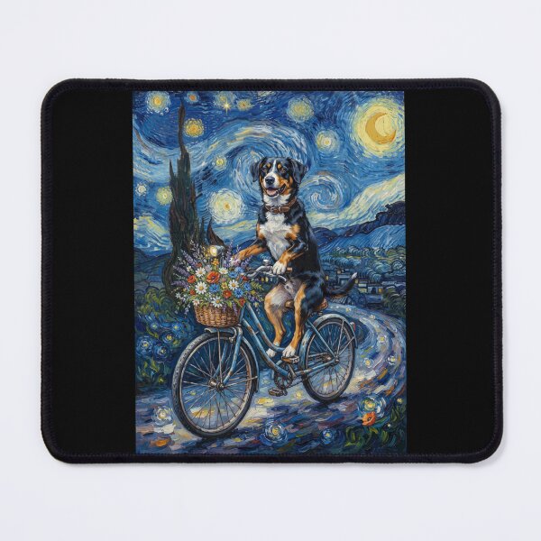 Item preview, Entlebucher Mountain Dog Biking Bike Starry Night Van Gogh Art Dog Lover designed and sold by dian-rody-crest.