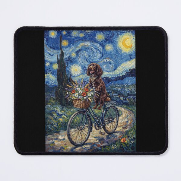 Item preview, Field Spaniel Biking Bike Starry Night Van Gogh Art Dog Lover designed and sold by dian-rody-crest.