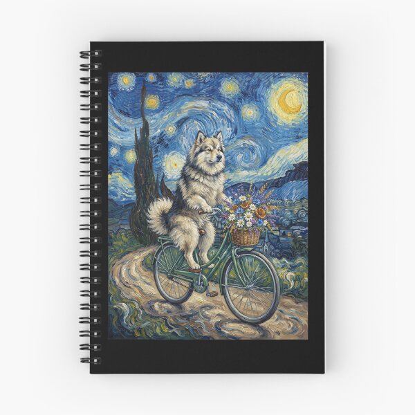 Item preview, Finnish Lapphund Biking Bike Starry Night Van Gogh Art Dog Lover designed and sold by dian-rody-crest.