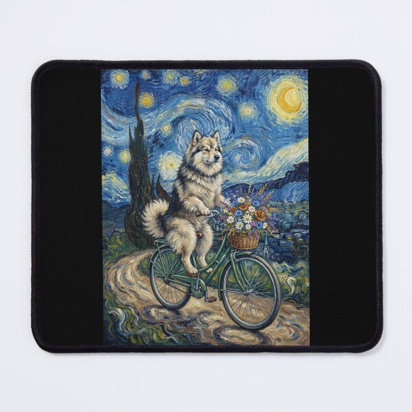 Item preview, Finnish Lapphund Biking Bike Starry Night Van Gogh Art Dog Lover designed and sold by dian-rody-crest.