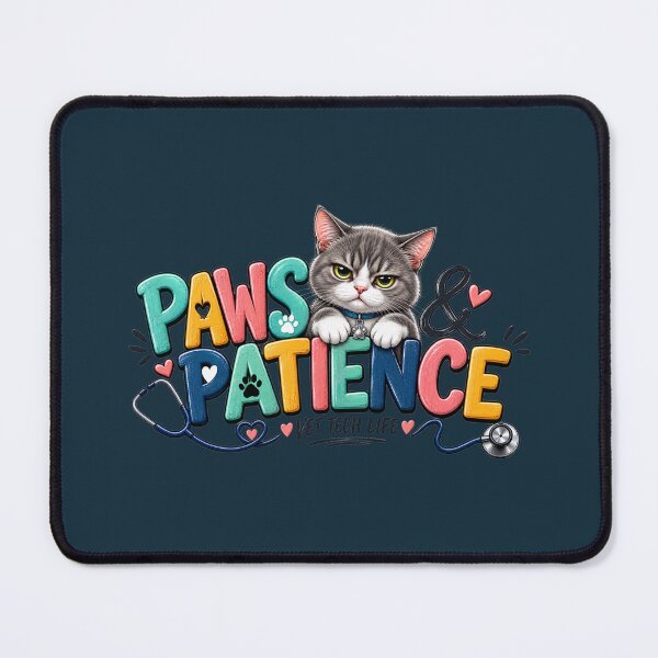 Item preview, Paws & Patience – Funny Vet Tech Cat Design designed and sold by HO•Designs.