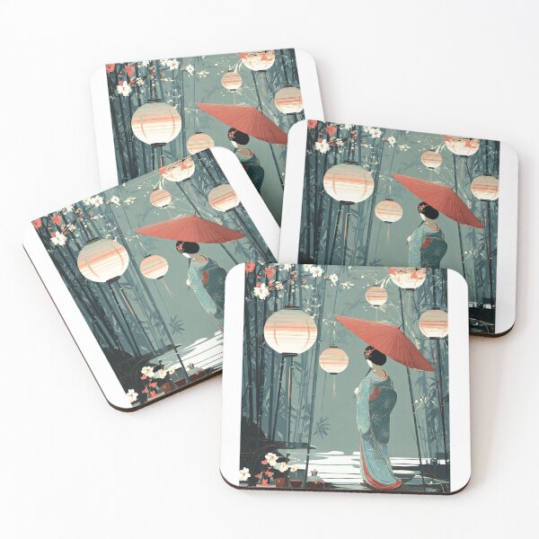 Item preview, geisha lanterns cherry blossom art designed and sold by chickencute.