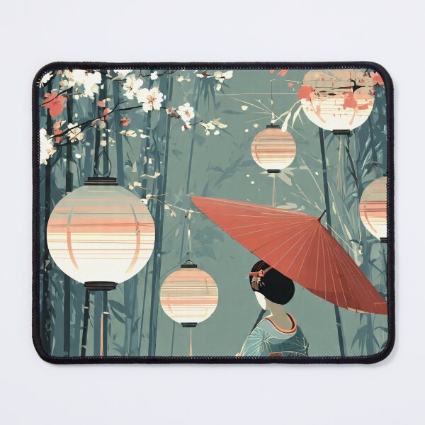 Item preview, geisha lanterns cherry blossom art designed and sold by chickencute.