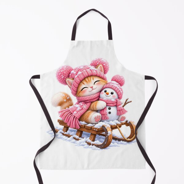 Item preview, Cute Winter Kitten & Snowman Sled designed and sold by TinyWeird.