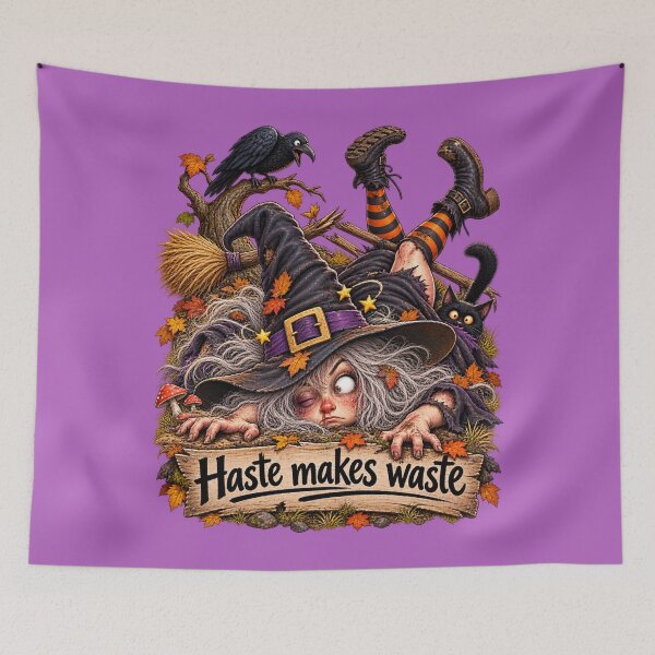 Item preview, Haste Makes Waste – Witch Landing Gone Wrong designed and sold by Alpine-Ink.