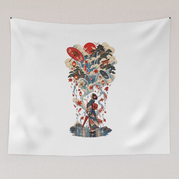Item preview, Princess Ukiyomi – Japanese Koi Fish & Waterfall Ukiyo-e Art designed and sold by Substance_life.