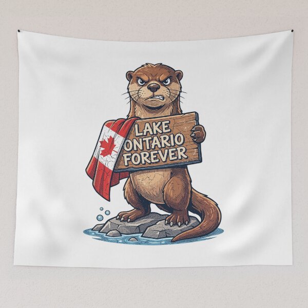 Item preview, Lake Ontario Forever Angry Cute Canadian Otter Flag Vintage designed and sold by RuthMenze.