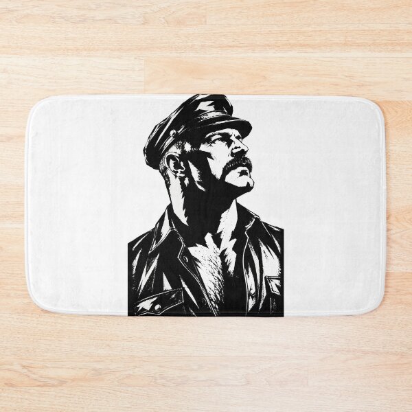 Item preview, Leather Master Head – Bold Black & White Stencil Portrait designed and sold by Shirts With Pride.