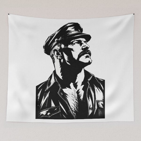 Item preview, Leather Master Head – Bold Black & White Stencil Portrait designed and sold by Shirts With Pride.