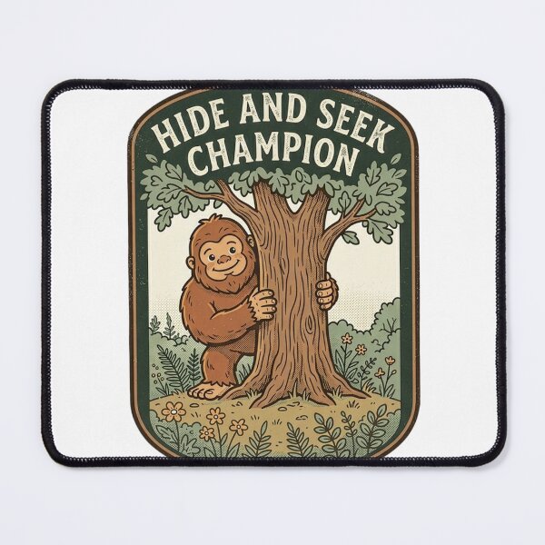 Item preview, Hide and Seek Champion Bigfoot Sasquatch Badge Sticker designed and sold by TheWildLanding.