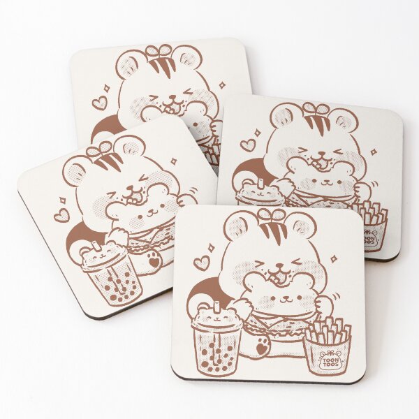 Item preview, Cute Squirrel Eating Burger Kawaii Fast Food Illustration designed and sold by ToonToos.