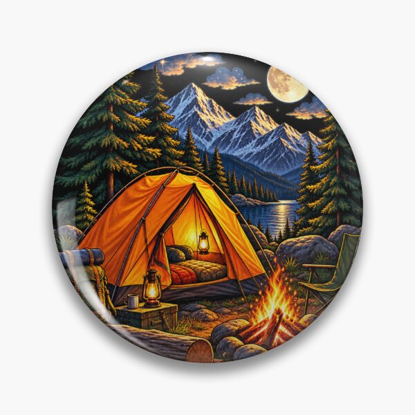 Item preview, Camping Tent Mountain Campfire Outdoor Adventure Art designed and sold by JKDJ.