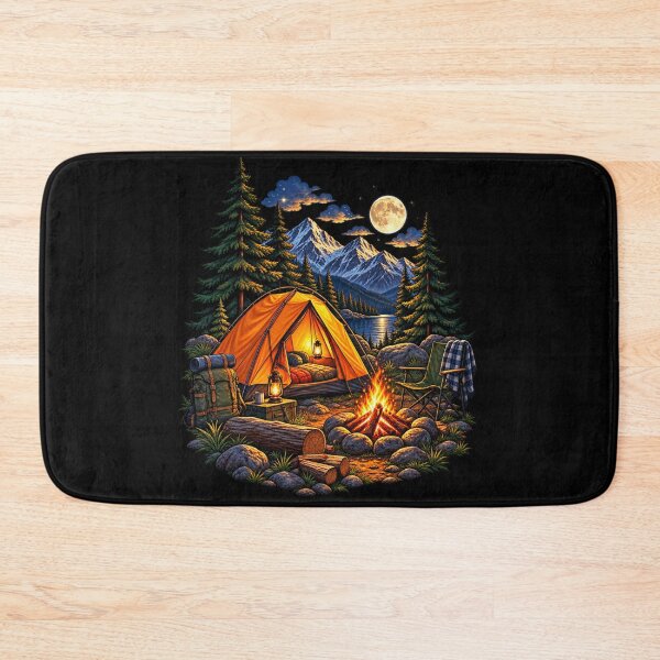 Item preview, Camping Tent Mountain Campfire Outdoor Adventure Art designed and sold by JKDJ.