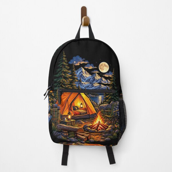 Item preview, Camping Tent Mountain Campfire Outdoor Adventure Art designed and sold by JKDJ.