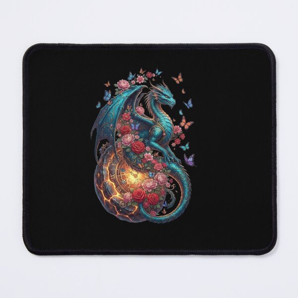 Item preview, Blue Floral Dragon with Roses and Butterflies Fantasy Design designed and sold by Ostericaimusa.