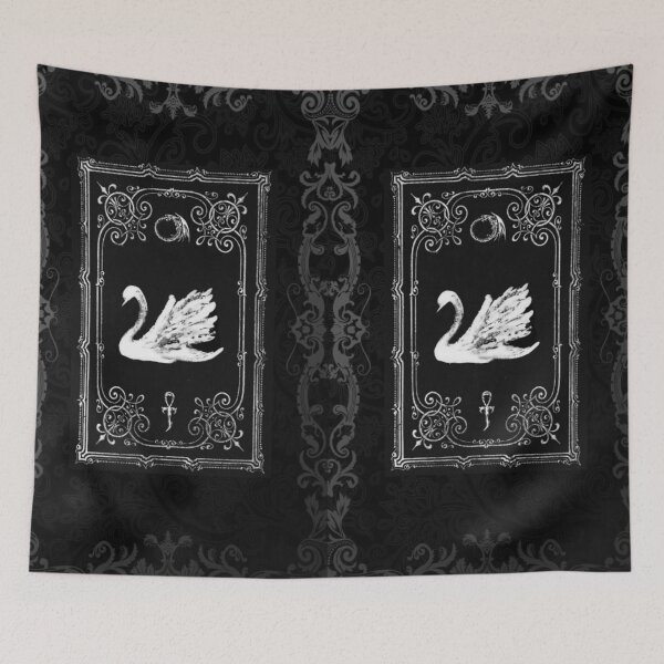 Item preview, Gothic Swan Ankh Ouroboros - Dark Aesthetic Vintage Damask Frame Graphic designed and sold by BrontesWhimsyStore.