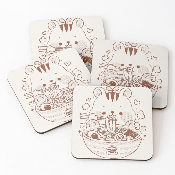 Item preview, Cute Squirrel Eating Ramen Kawaii Japanese Food Illustration designed and sold by ToonToos.