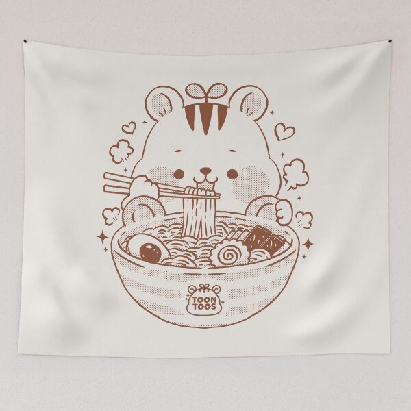 Item preview, Cute Squirrel Eating Ramen Kawaii Japanese Food Illustration designed and sold by ToonToos.