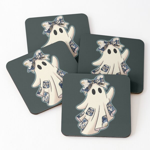 Item preview, Patch Work Floating Ghost | Cozy Autumn Halloween Illustration designed and sold by Ink & Kind Studio.