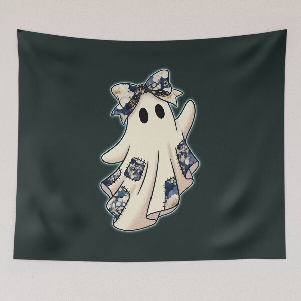 Item preview, Patch Work Floating Ghost | Cozy Autumn Halloween Illustration designed and sold by Ink & Kind Studio.