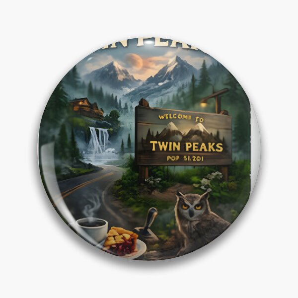 Item preview, Damn Good Coffee And Cherry Pie Retro Mystery Mountain Town Art - Classic 90S Surreal Detective Aesthetic | Limited Edition designed and sold by lastochka-art.