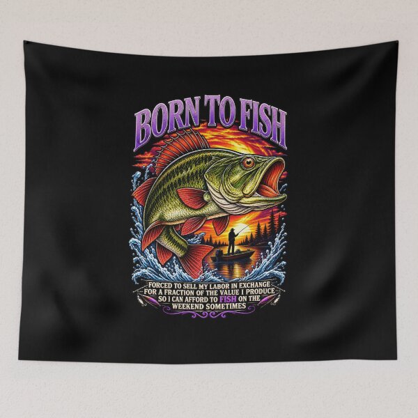 Item preview, Born to Fish Bass Fishing Sunset – Weekend Angler Vintage Fishing Design designed and sold by digowosante.