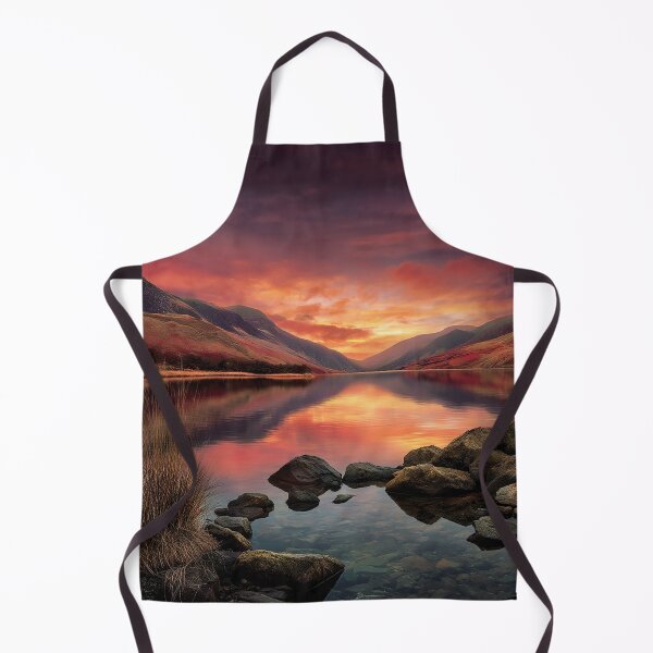 Item preview, Fiery Sunset Over a Tranquil Mountain Lake designed and sold by Pixel Junkies Studio.