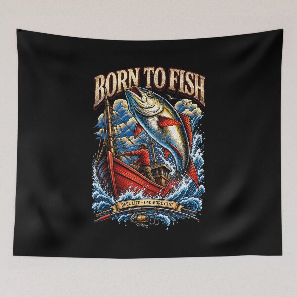 Item preview, Born to Fish Reel Life Vintage Fishing Boat Angler designed and sold by digowosante.