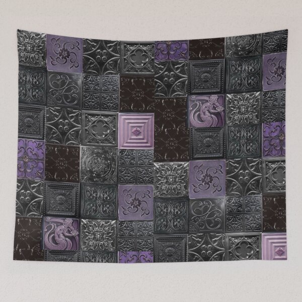 Item preview, Whimsigoth Purple Patchwork Tiles - Dark Aesthetic Gothic Pattern Graphic designed and sold by BrontesWhimsyStore.