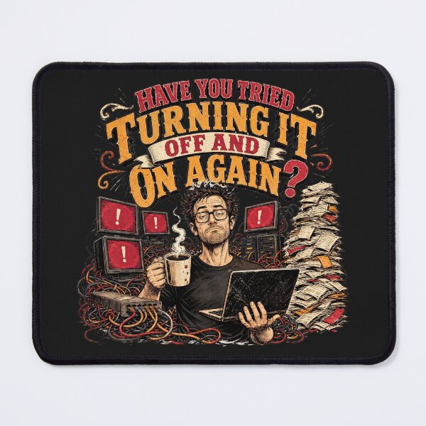 Item preview, Funny IT Support Guy Tech Humor Turning It Off and On Again Comic designed and sold by SundayFunniesCo.