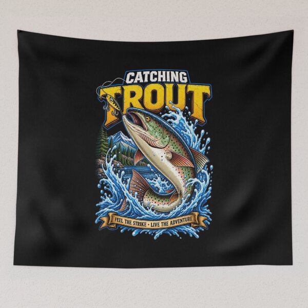 Item preview, Catching Trout Vintage Fishing Adventure Angler Design designed and sold by digowosante.