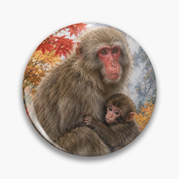Item preview, Mother Macaque and Baby in Autumn Mountains designed and sold by Pixel Junkies Studio.