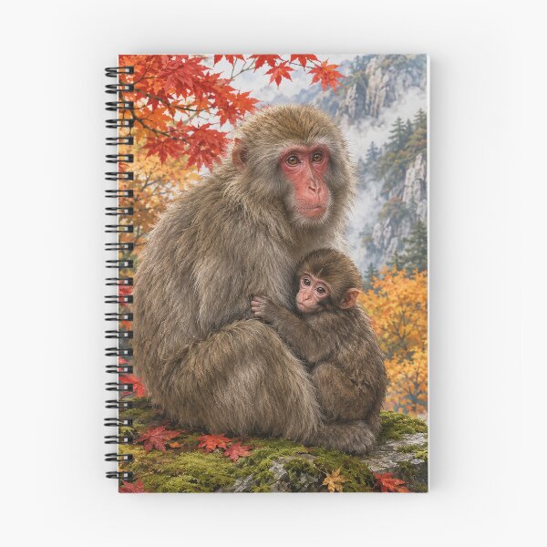 Item preview, Mother Macaque and Baby in Autumn Mountains designed and sold by Pixel Junkies Studio.