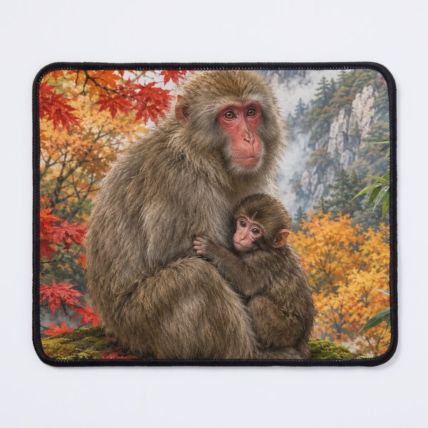 Item preview, Mother Macaque and Baby in Autumn Mountains designed and sold by Pixel Junkies Studio.