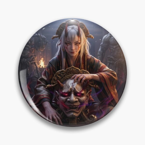 Item preview, Demon Girl Red Oni Mask Dark Fantasy designed and sold by GalleryBrisArt.